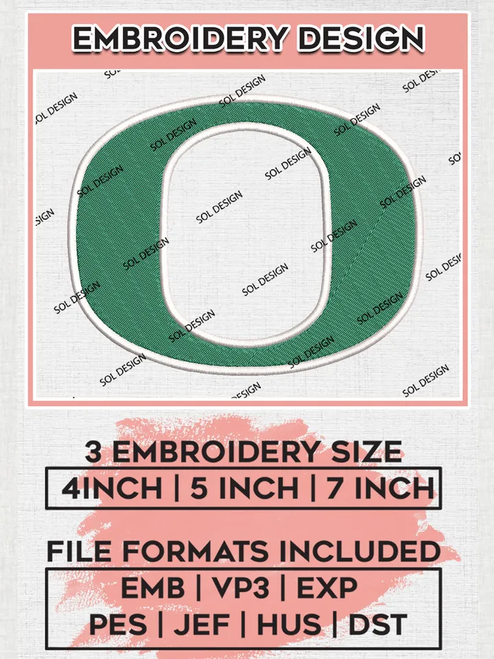 Oregon Ducks Logo Machine Embroidery Design, NCAA Oregon Ducks Embroidery Design Design files, NCAA Embroidery Designs, NCAA Machine Embroidery Designs, Digital Download