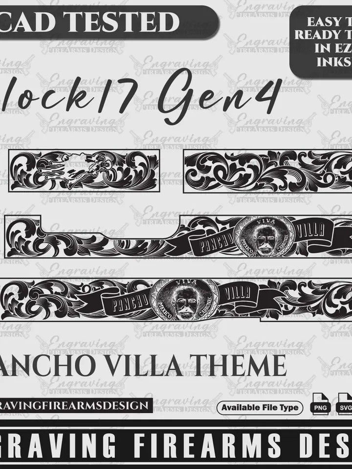 Engraving Firearms Design Glock17 Gen4 Scroll With Pancho Villa Design