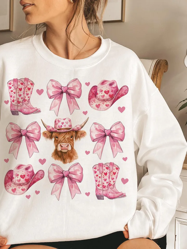 Howdy Valentine Coquette png, Valentines Cow print png, Valentines Sublimation PNG, Pink Cowgirl png, Vday shirt designs, Coquette bow png