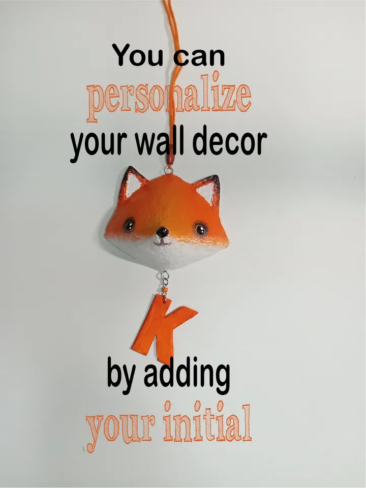 Custom fox head paper mache wall mount/Personalized faux taxidermy paper mache animals head/Cute animals head sculpture wall hanging