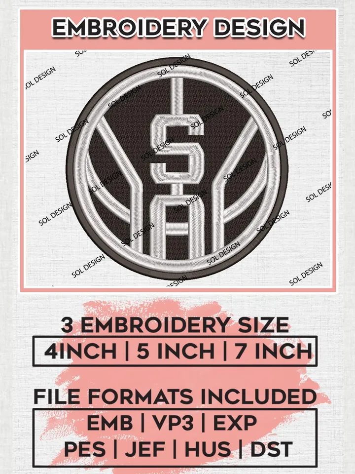 NBA Spurs Machine Embroidery Design Files, NBA Logo Embroidery Files, NBA San Antonio Spurs, Machine Embroidery Pattern, Digital Download