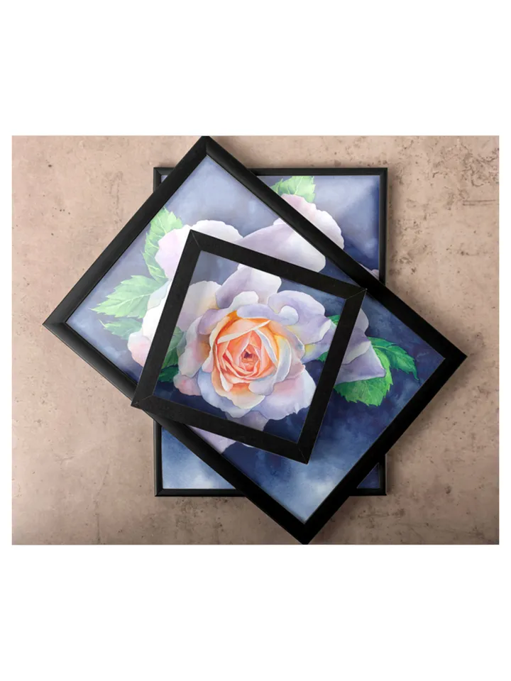 Rose on a blue background Watercolor painting for printing Digital file Large poster