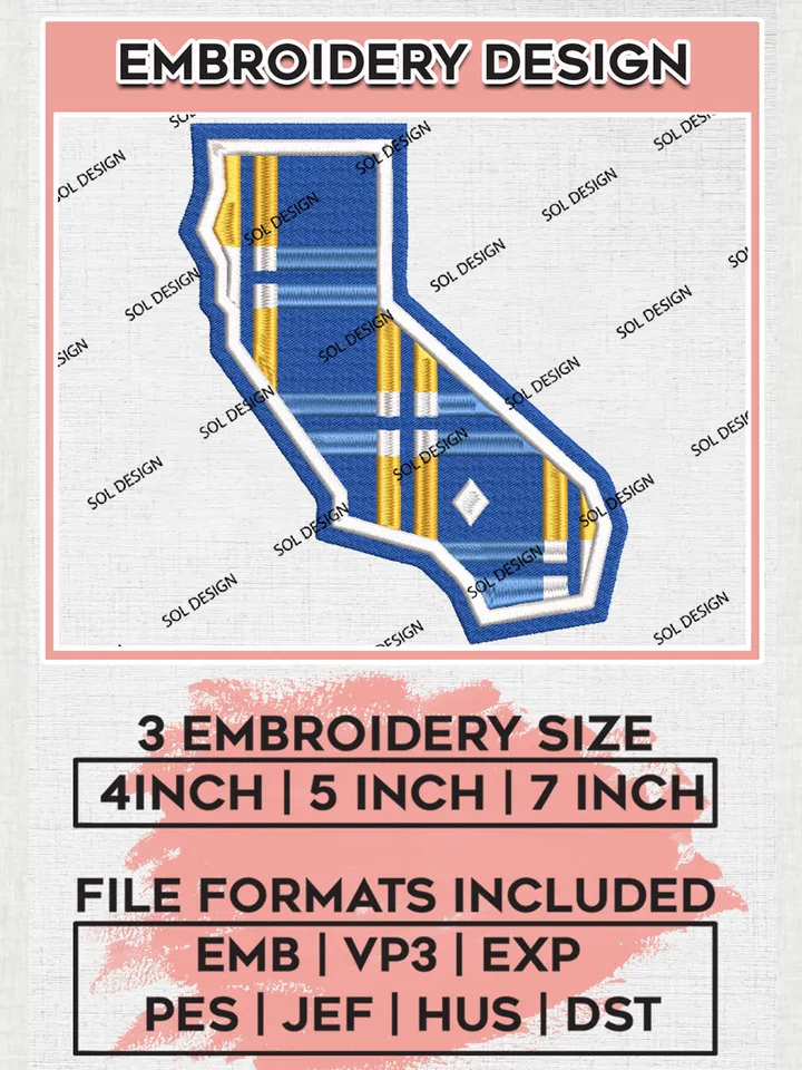 NCAA UC Riverside Highlanders Team Map Logo Embroidery Design Files, NCAA UC Irvine Anteaters Machine Embroidery, NCAA Teams, Game Day, 3 sizes, NCAA Machine embroidery designs, Digital Download