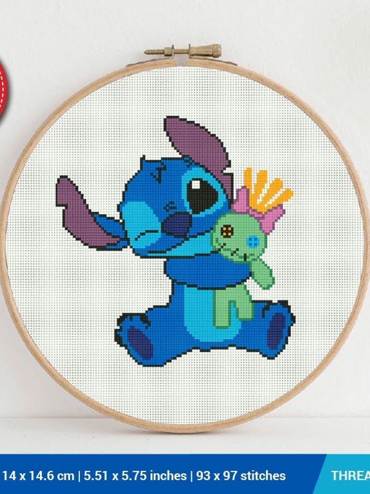 Stitch and Doll Cross stitch pattern | Embroidery Pattern | Instant Download | Embroidery Designs