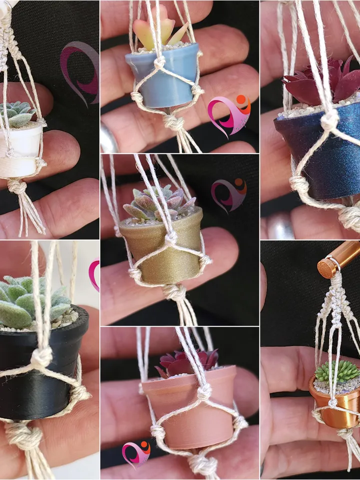 Mini Macrame Plant Magnet Tiny Succulent Fridge Magnet Boho Locker Decor Cute Gift for Plant Lovers Cubicle Decoration