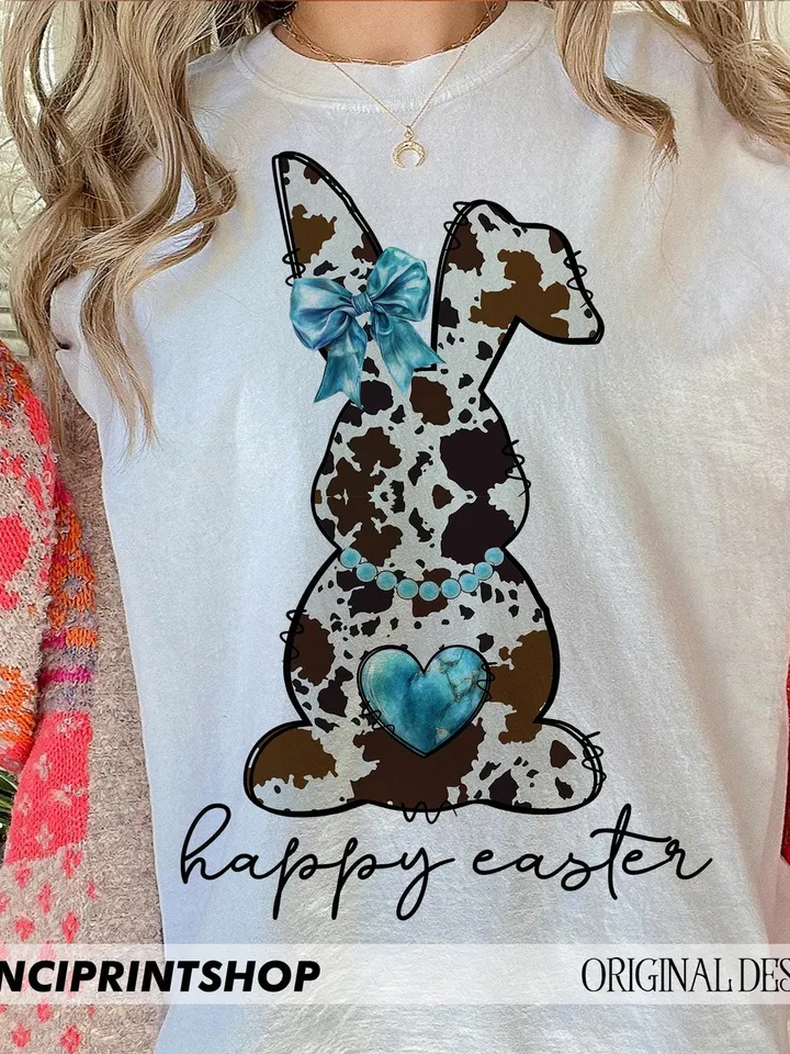 Cowhide print Easter bunny png, Easter png, Happy Easter png, Cow Print Bunny png, Girls Easter png, Easter Clipart, Easter Rabbit, png file