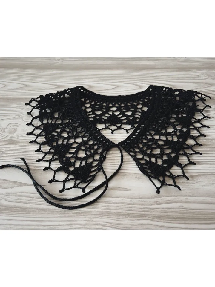 Black handmade lace collar