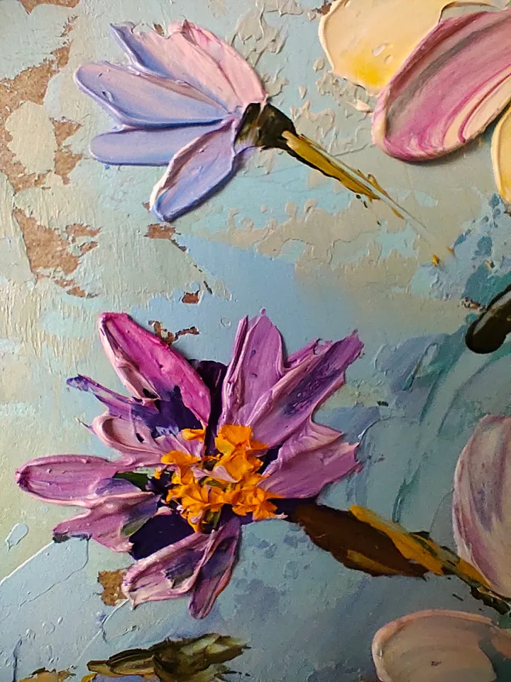 Floral painting Flower Original Art 10 by 10 inches impasto artwork oil painting art by Natalia Plotnikova