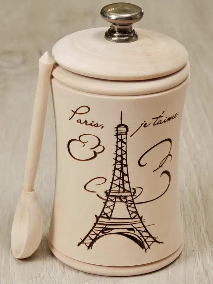 Gift set wooden jar with tea + spoon