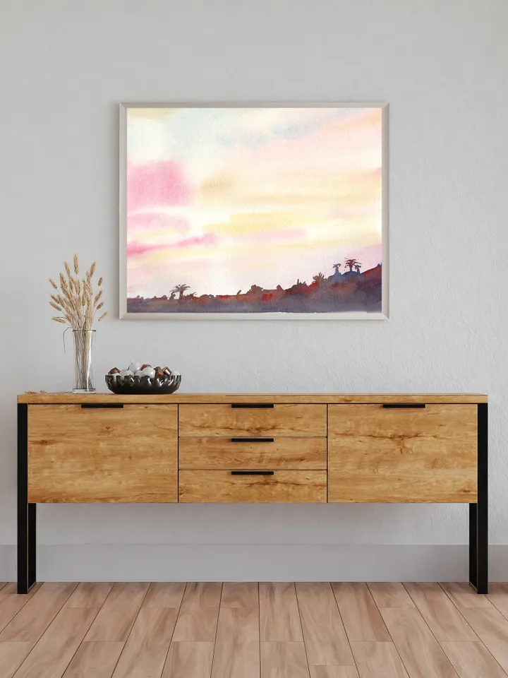 Landscape Watercolor Wall Art Print Forest Trees Art Landscape Wall Art Mountain Poster Watercolor Landscape living Room Print still Life