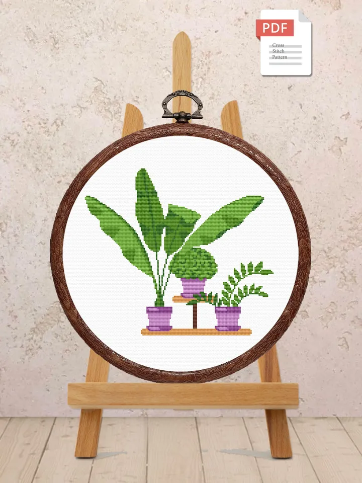 Potted Flowers Cross Stitch Pattern, Flower Cross Stitch Pattern, Embroidery Potted Flowers, Flowers xStitch, Potted Flowers xStitch #flw018