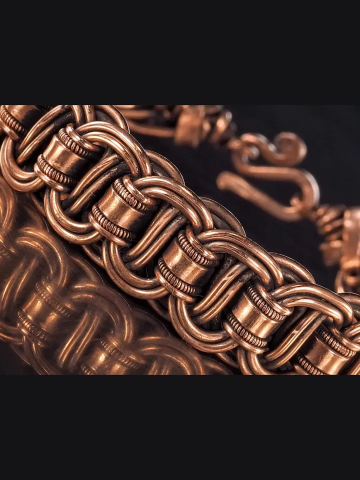 Woven copper wire bracelet Antique style handcrafted copper jewelry Unique gift