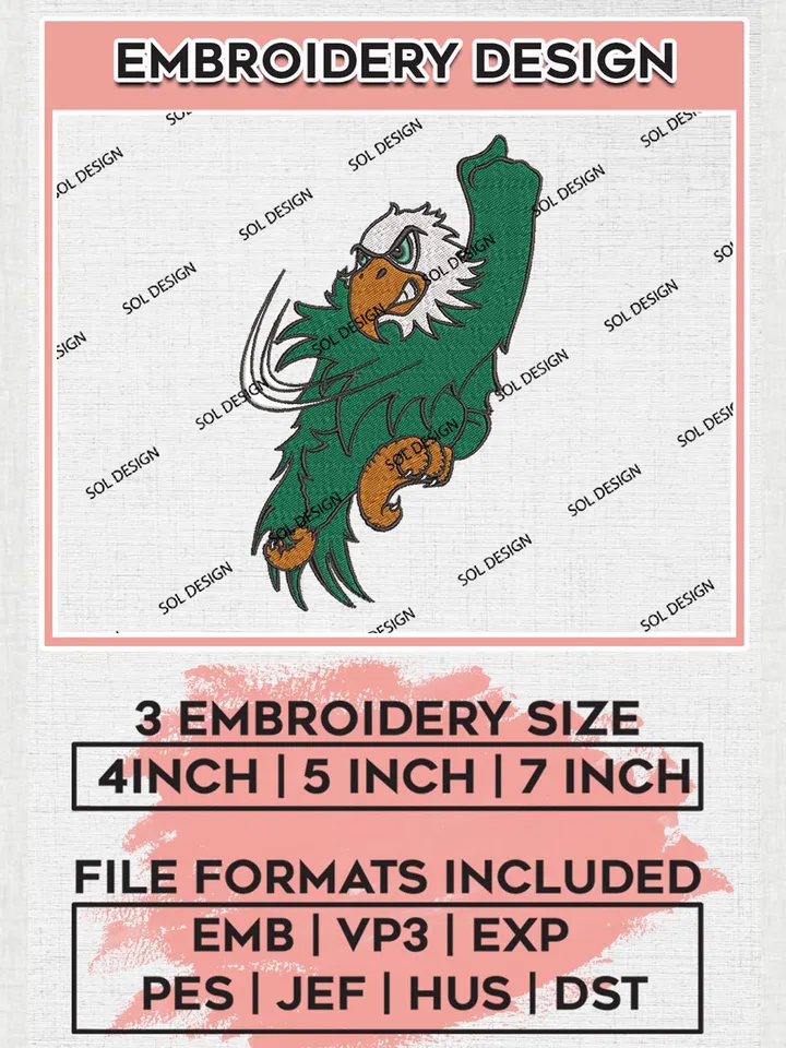 North Texas Mean Green Mascot Logo Embroidery Design Files, NCAA North Texas Mean Green Team Embroidery, NCAA Mean Green Machine embroidery designs, Digital Download