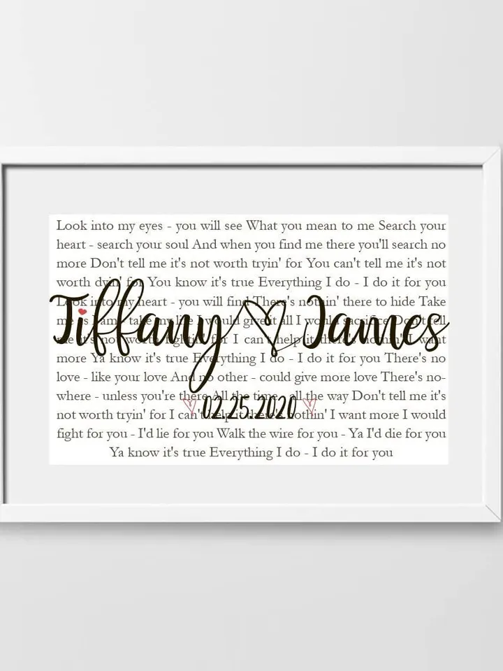 Custom Song Personalized Lyrics Couple Custom Wedding Anniversary Gift Wife Husband Parents Engagement Gift for Friend
