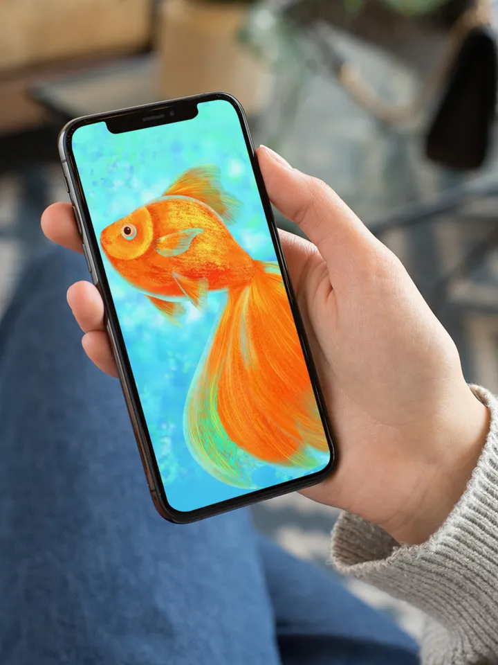 Digital art painting gold fish | Illustration hand drawing goldfish - simbol feng shui