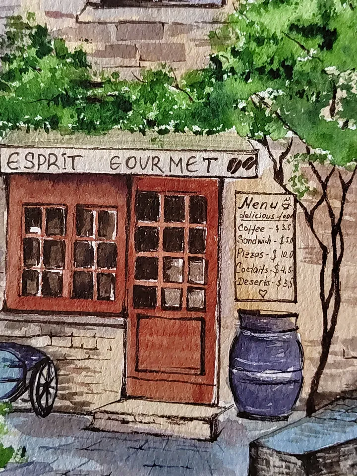 Beynac et Cazenac Village Painting French Village Landscape Artwork Original Watercolor Art 11.81x15.74 in by SoftWaves
