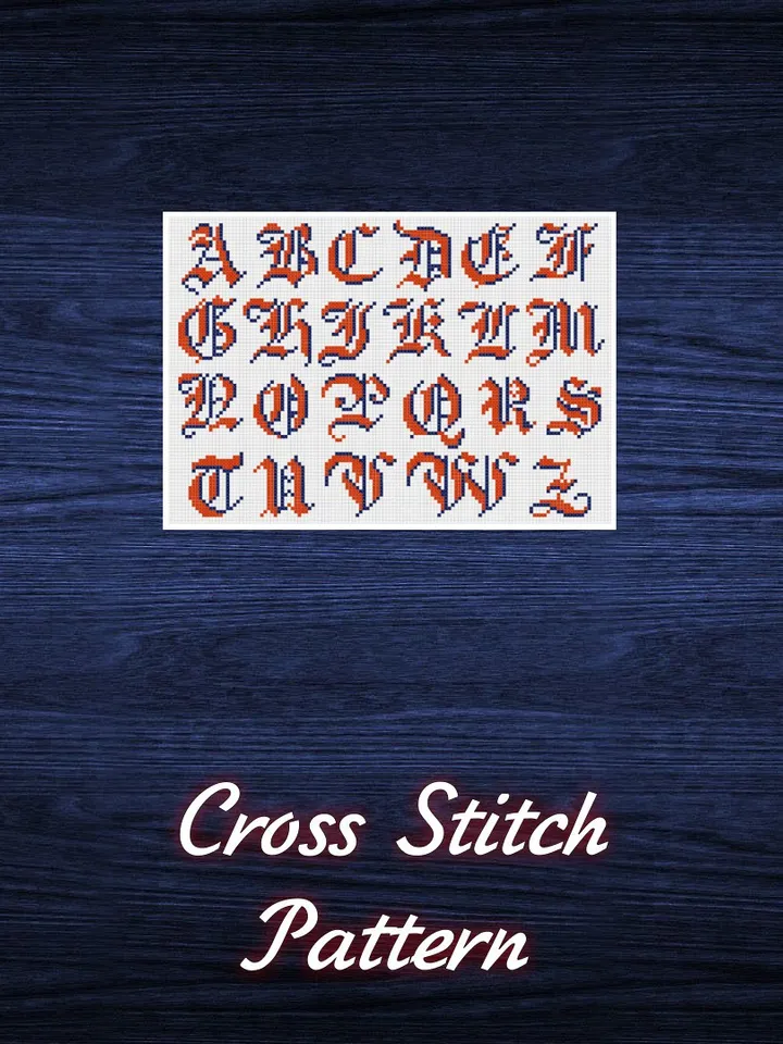 Vintage Cross Stitch Pattern Alphabet Counted Digital Download PDF