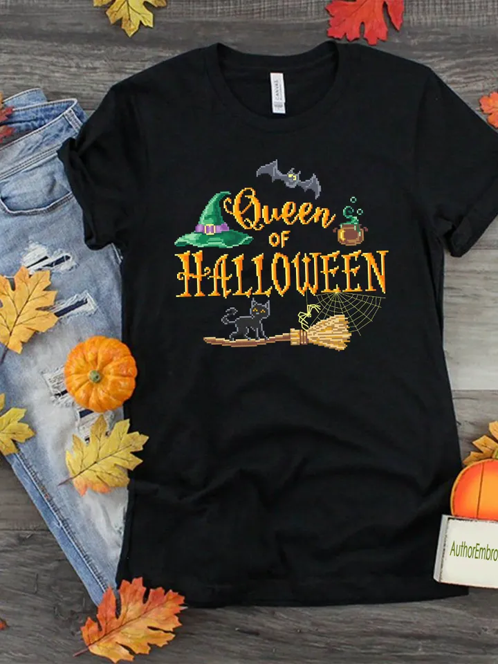 Halloween quotes cross stitch pattern digital PDF Halloween queen cross stitch Halloween embroidery Funny xstitch chart Beginner stitch #H13