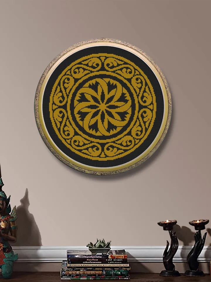 Mandala ornament cross stitch pattern download PDF, Monochrome cross stitch chart, Mandala pattern digital PDF, Modern beginner stitch #M127