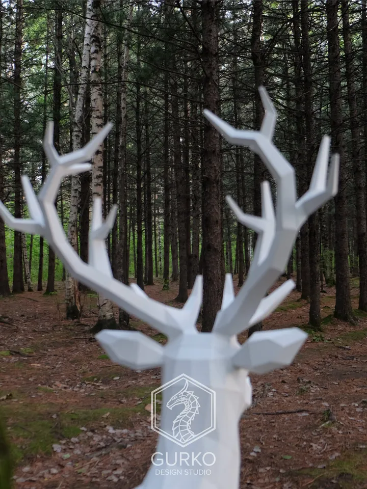 Papercraft Deer 1500mm, Digital Template, PDF Download, Gurko, 3D LowPoly, Pepakura, DIY Origami Sculpture, Paper Party Decoration, DIY Gift