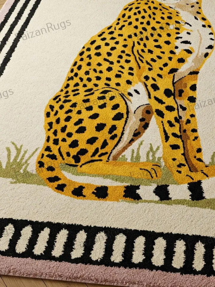 Buy an 8x10 leopard rug, hand-tufted rug, handmade wool rug, home rug, rugs for the living room, bedroom rug, 3x5, 7x10, 9x12, or 10x14.
