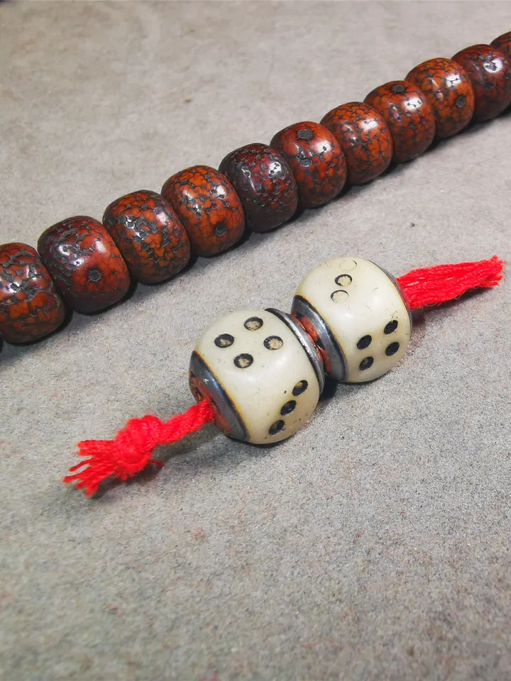 Gandhanra Yak Bone Carved Tibetan Mala Spacer Beads,Dice Marker Beads for Prayer Beads Necklace Accessories,0.43&quot; × 0.4&quot;