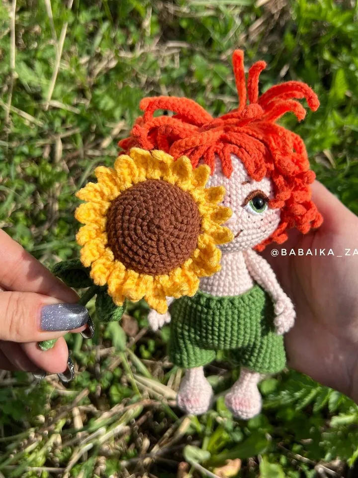 PDF Crochet Sunny Boy Pattern, Amigurumi Sunflower Pattern, Crochet Doll Boy, Sunflower Crochet Pattern, Amigurumi Funny Doll Pattern