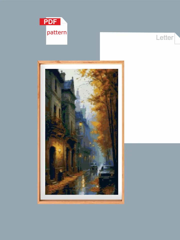 Cross Stitch chart pattern Autumn Printable PDF pattern