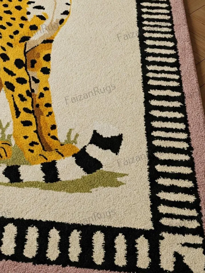 Buy an 8x10 leopard rug, hand-tufted rug, handmade wool rug, home rug, rugs for the living room, bedroom rug, 3x5, 7x10, 9x12, or 10x14.
