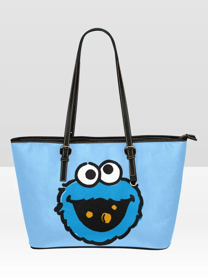 Cookie Monster Leather Tote Bag