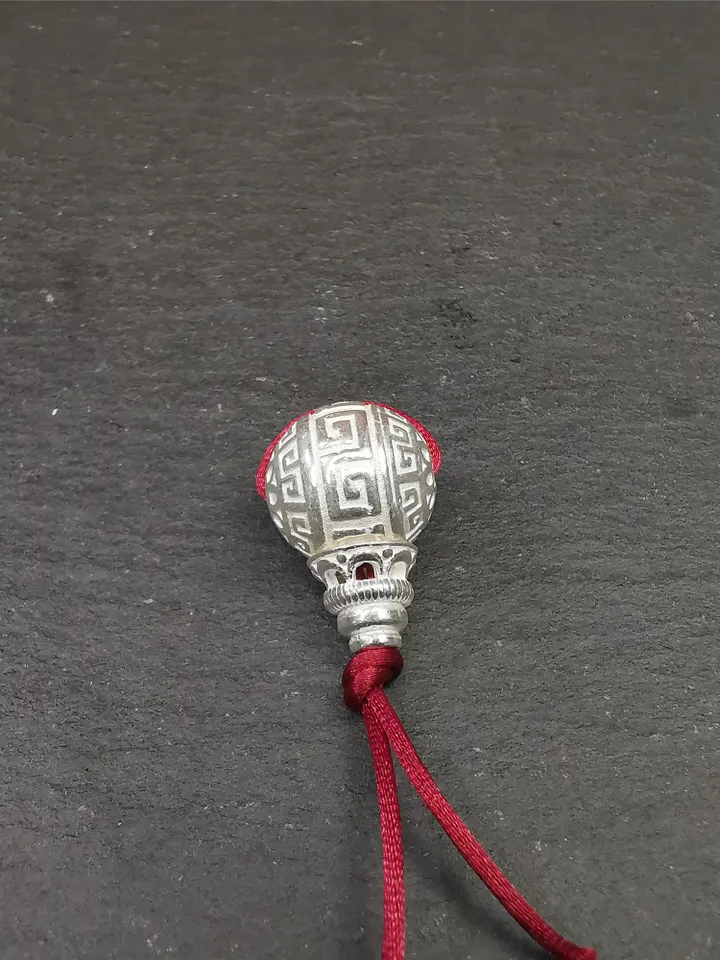 Gandhanra Handmade Tibetan Guru Bead,T-drilled 3-Hole Bead for Prayer Bead,Sterling silver Connector Bead for Mala Accessories