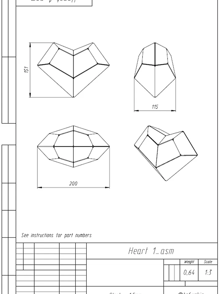 Welding Project Plans Drawings Heart 1 (DXF, PDF)