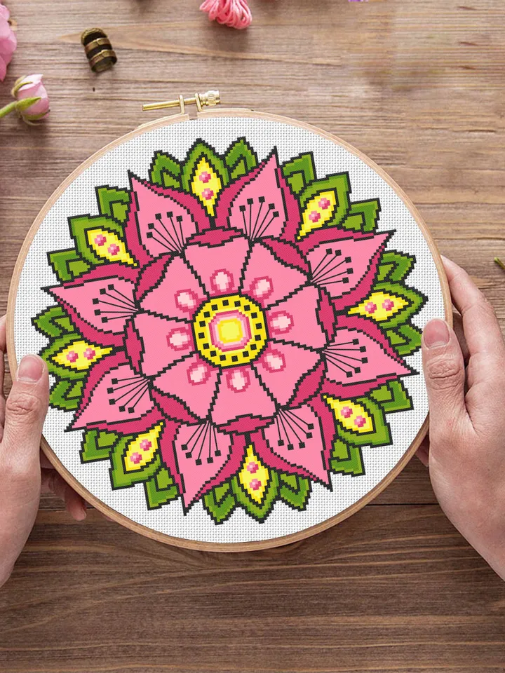 Flower mandala cross stitch pattern download PDF Floral mandala digital Flower xstitch chart Modern cross stitch Beginner stitch #M134