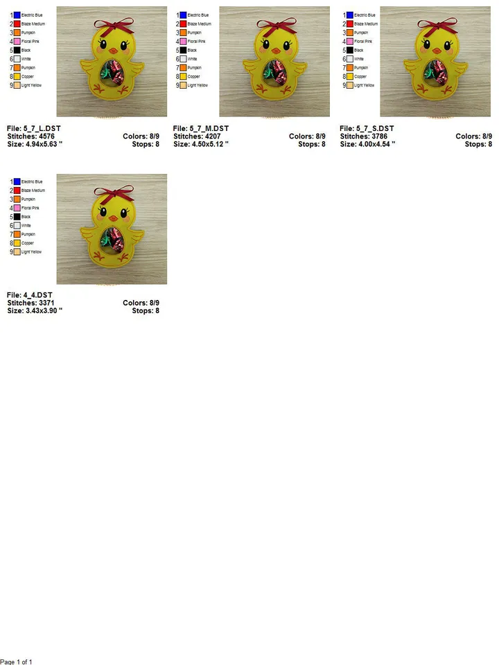 Easter Chicken Peekaboo Treat Bag Machine embroidery design. Easter Chicken in the Hoop design for Machine embroidery.
