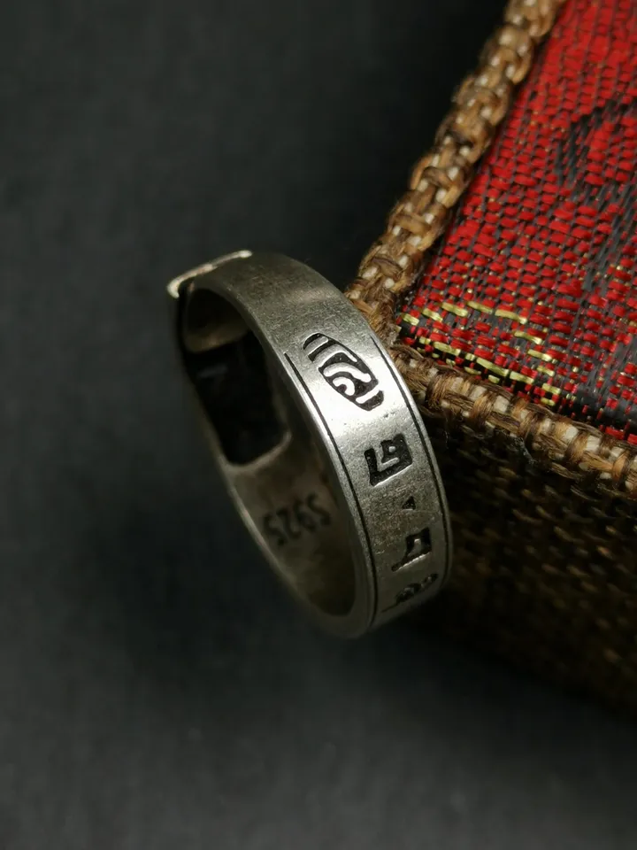Gandhanra Unique Handcrafted Tibetan Silver Ring | Mantra of Drashi Lhamo| Adjustable Size | Protection Jewelry