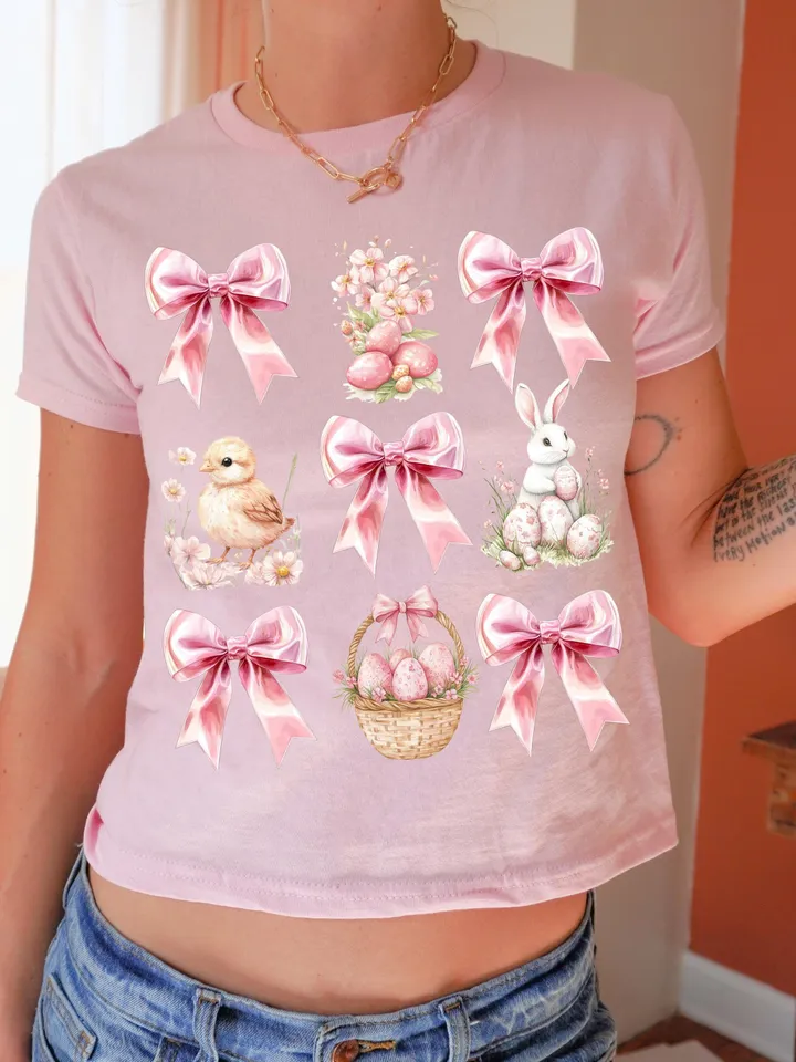 Happy Easter Coquette PNG, Retro Easter Png, Easter Bunny Png, Floral Spring Png, Pink Easter Shirt Design, Bunny Bow Png, Easter Egg Png