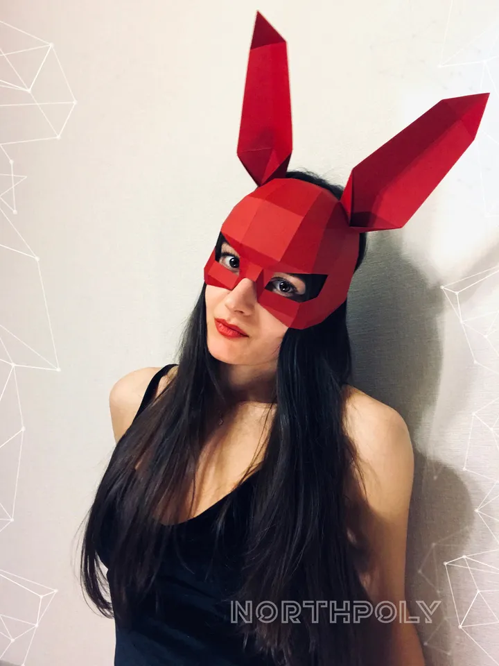 Rabbit Mask Papercraft, Digital Template, PDF Download, Gurko, 3D Low Poly Animal Mask, DIY Origami, Pepakura, Paper Mask, DIY Costume