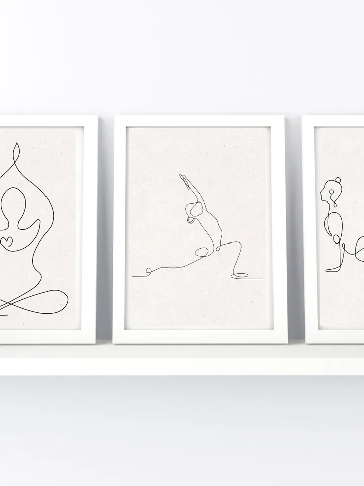 Set of 3 Yoga Art, Yoga Wall Decor, Yoga Wall Art, Yoga Poster, Yoga Studio Decor, Yoga Abstract Art, Minimalist Lines, Yoga Pose Posters