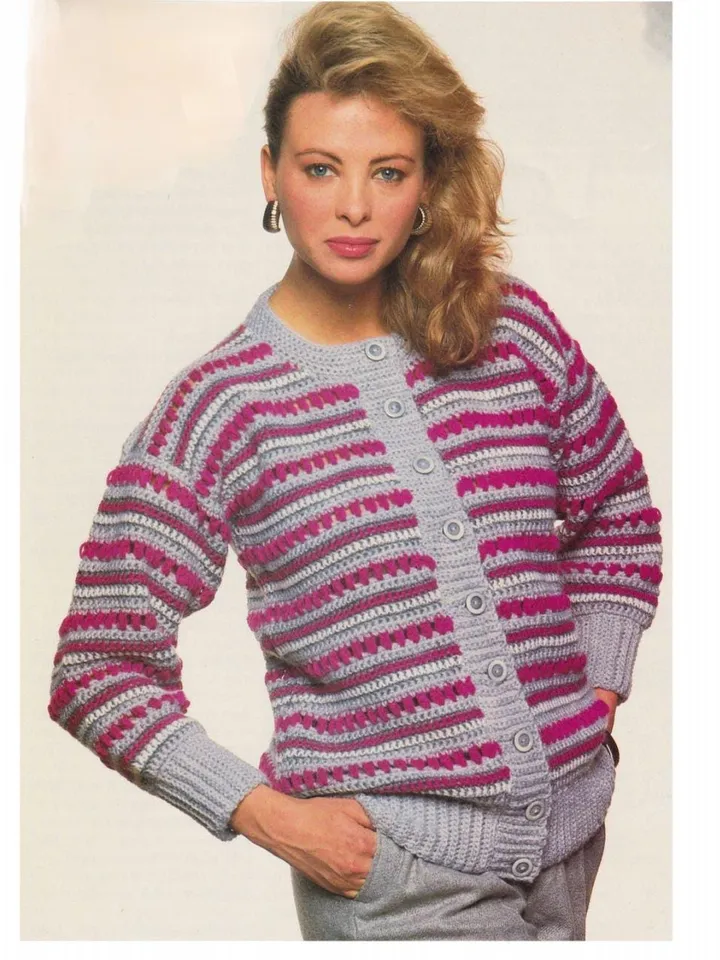 Cardigan crochet pattern easy summer striped cardigan women ladies pdf instant download