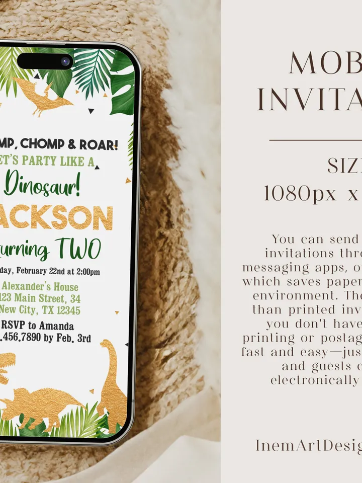 Dinosaur Birthday Invitation EDITABLE, Two Wild Birthday Invite, 2nd Dinosaur Party Invite Printable, Roar Invitation Instant Download