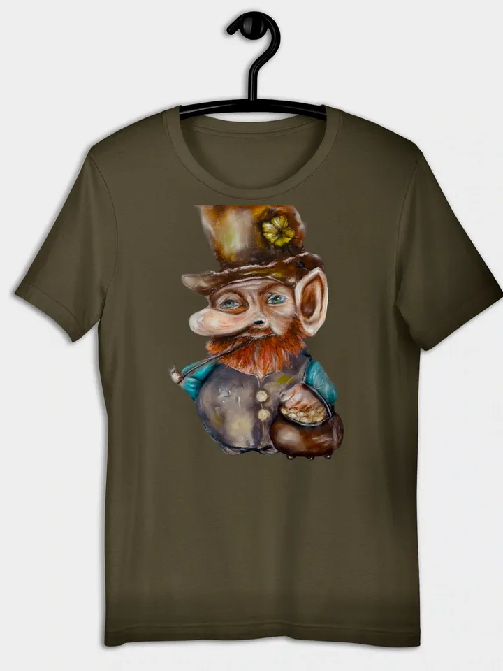 Leprechaun Unisex good luck t-shirt made from my original pastel painting,humorous shirts,designer shirts,unique gifts
