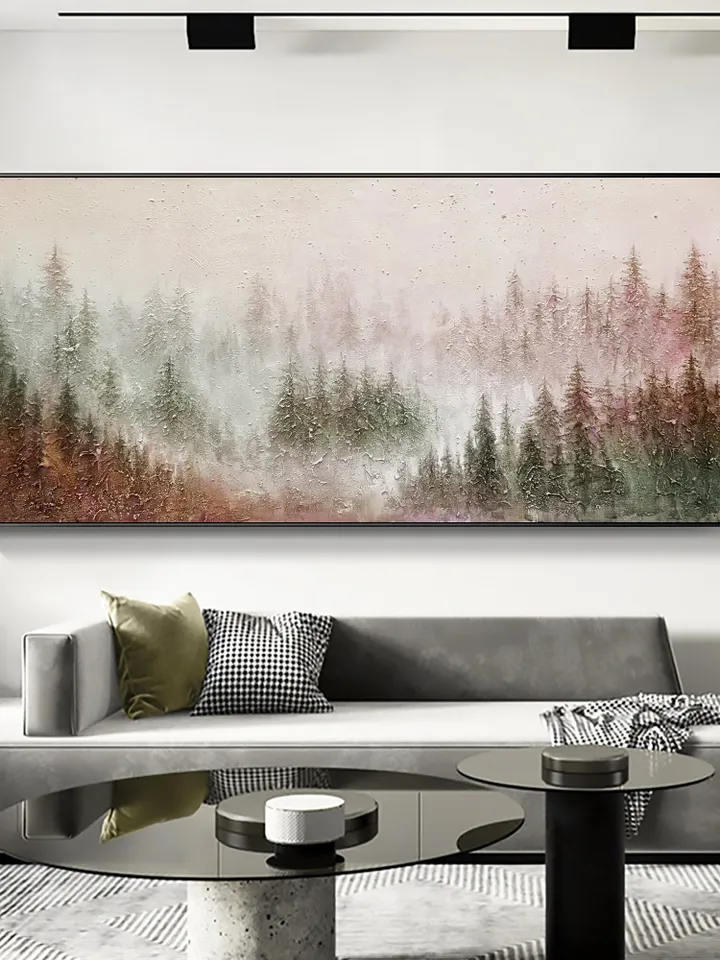 Original Colorful Forest Painting on Canvas Custom Painting Texture Wall Art Personalized Gift Giant Trees Nature Scenery Art Home Decor