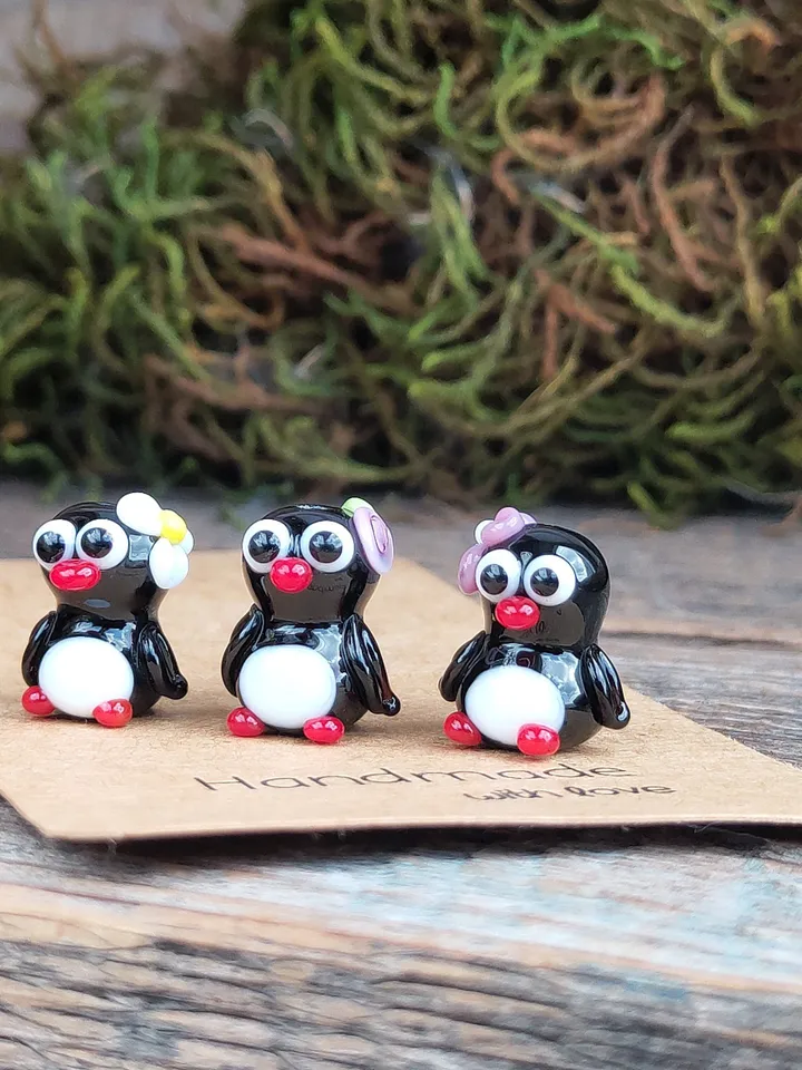 MINIATURE ANIMALS Penguin figurine Penguin miniature Baby penguin Glass penguin decor penguin gift Tiny Penguin Glass figurines Ornaments