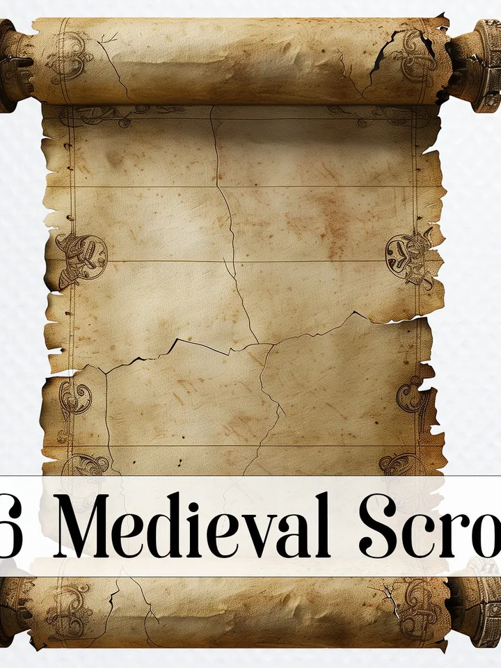 16 Medieval Scroll Clipart, Vintage Scroll, High Quality PNGs, Scroll Paper Printable clipart, junk journals, Digital download, Paper craft