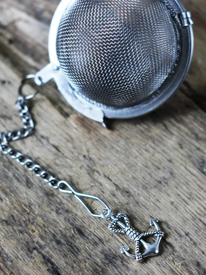 Nautical tea infuser for loose leaf tea, Tea Maker with anchor charm, Tea Steeper anchor pendant, Herbal tea gift