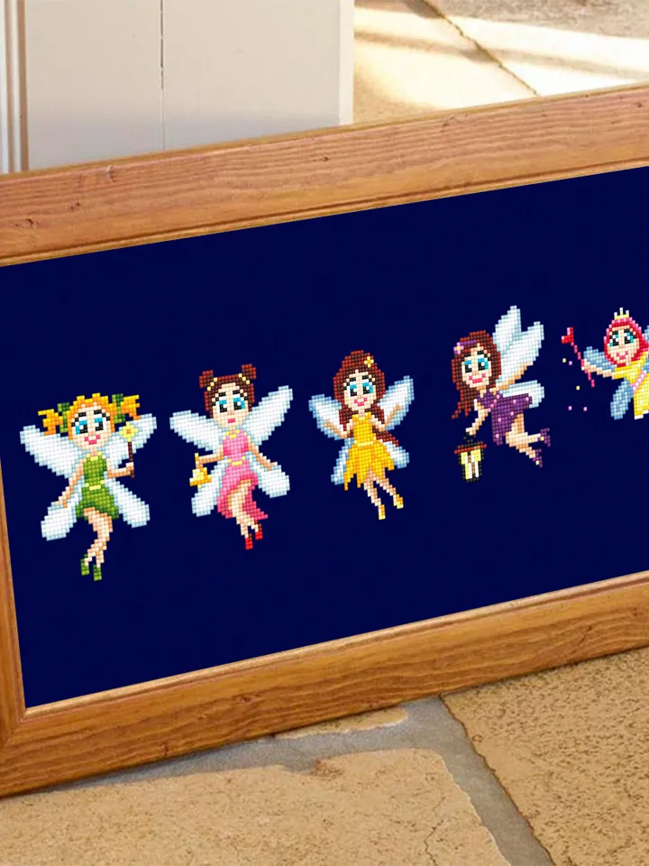 Funny fairies cross stitch pattern PDF download Small cross stitch chart, Set of 5 mini butterfly fairy cross stitch, Fantasy embroidery #O8