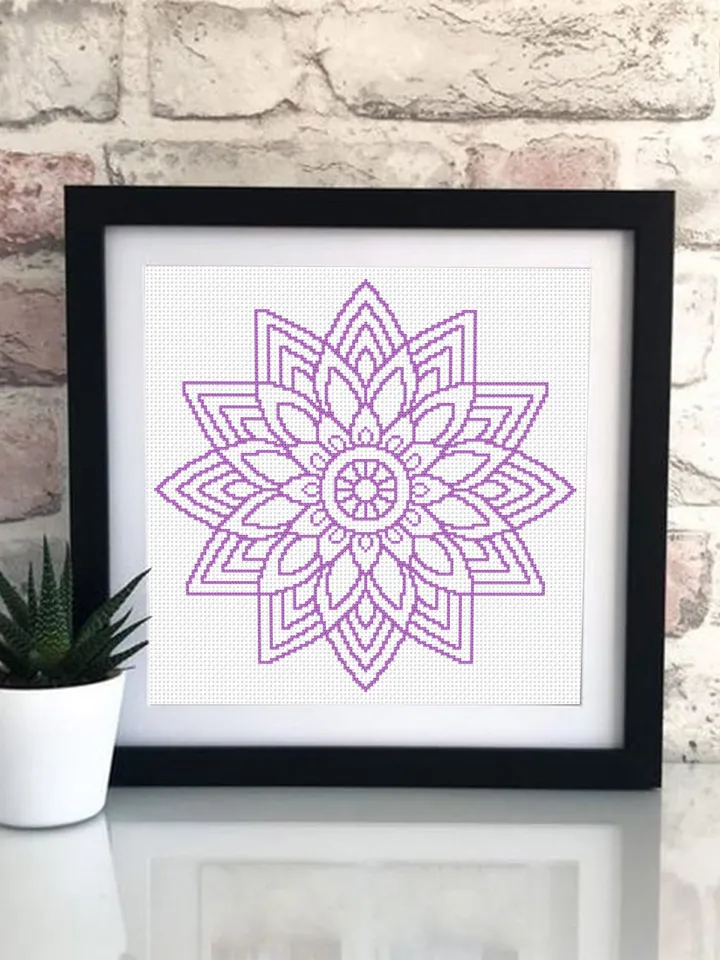 Mandala cross stitch pattern download PDF Monochrome mandala pattern digital PDF Quick cross stitch chart Floral ornament cross stitch #M61
