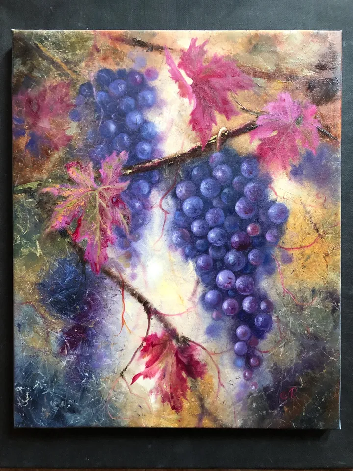 Grape Original Painting Fruits Oil Painting Still life Grape Wall Art