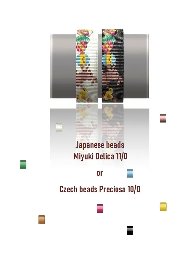 Easter Bracelet patterns in Loom-Square Stitch technique for Miyuki Delicas and Preciosa. Seed Bead Pattern. Instant Download
