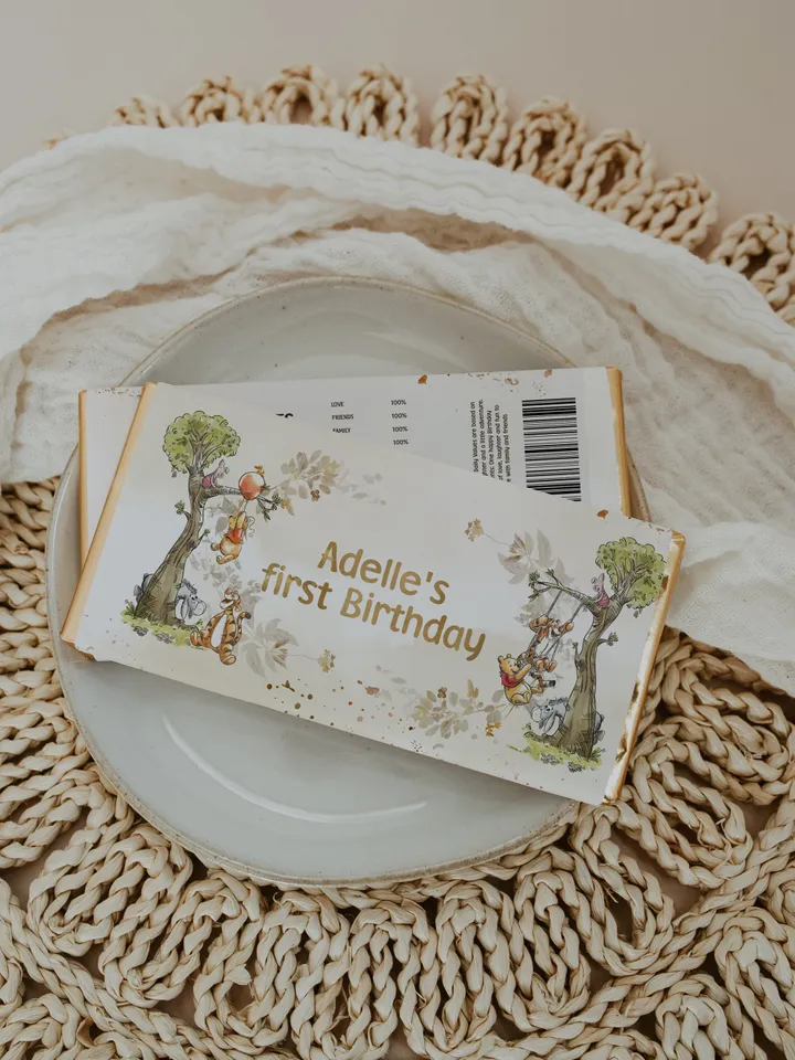 Winnie the Pooh Chocolate Wrapper; Winnie the Pooh 1st Birthday; Printable Chocolate Wrap; Pooh Party Decoration;Chocolate Bar Wrapp poom88